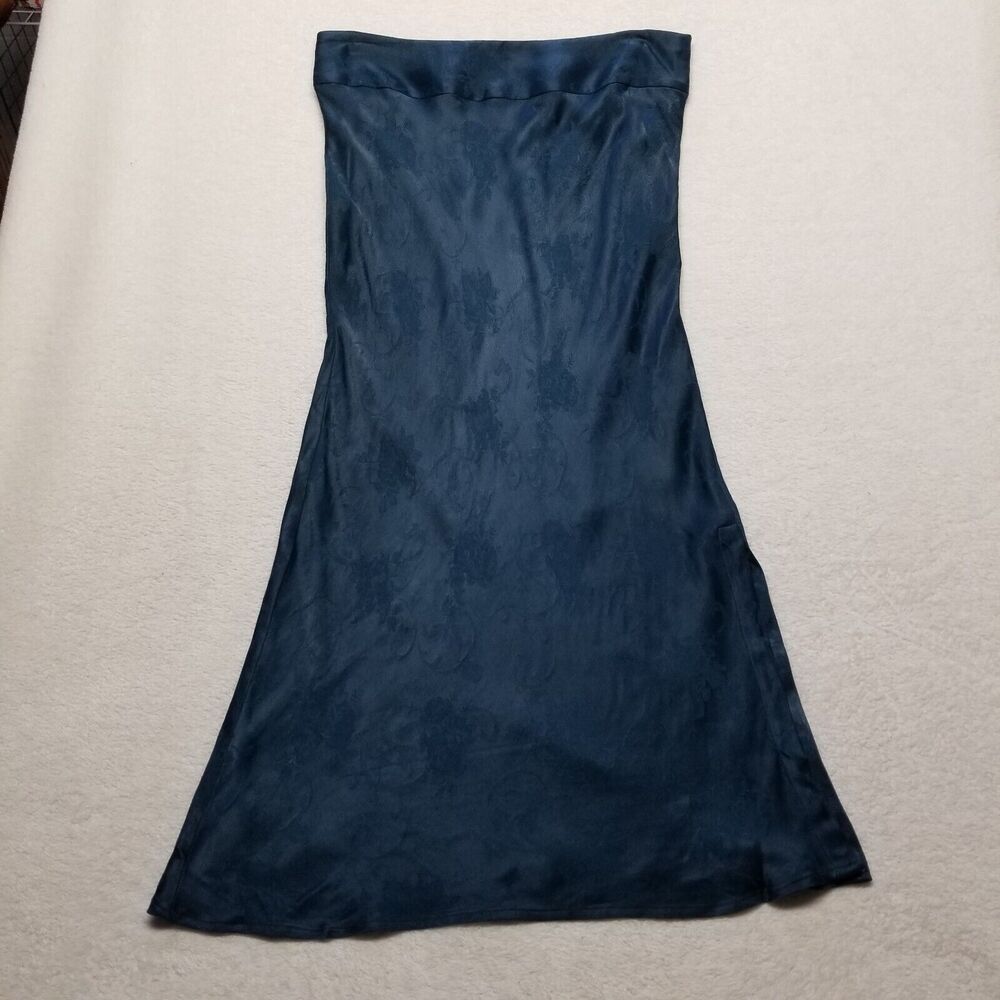 Moulinette Soeurs Navy Blue Satin Midi Skirt